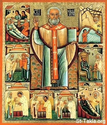 St-Takla.org Image: Saint Nicholas - Eastern Orthodox icon صورة في موقع الأنبا تكلا: أيقونة لأنبا نيقولاوس أسقف ميرا