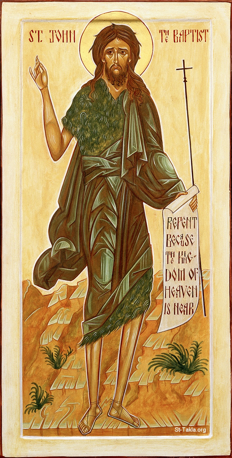 St-Takla.org         Image: Saint John the Baptist icon صورة: أيقونة حديثة تصور الشهيد يوحنا المعمدان