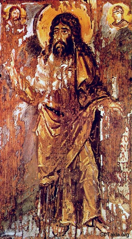 St-Takla.org Image: Ancient icon of the Martyr Saint John the Baptist, Al Kedis Youhanna Al Me3medan     :      