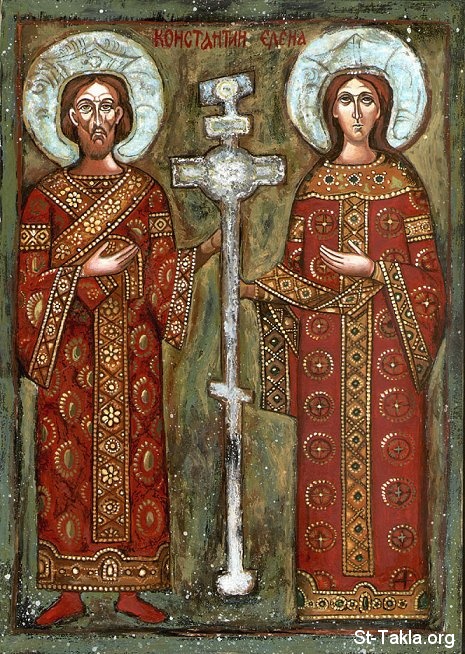 St-Takla.org Image: Ancient icon of Saint Helena the Queen and Saint King Constantine     :             