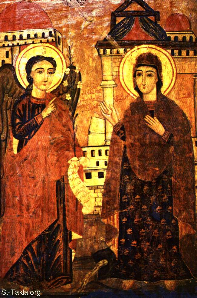 St-Takla.org Image: Ancient Coptic icon of the Annunciation of the Angel     :        