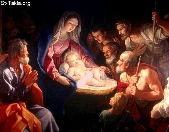 St-Takla.org           Image: The Nativity of Jesus Christ, showing Virgin Mary His mother, and Saint Joseph her fiancee :   ͡         