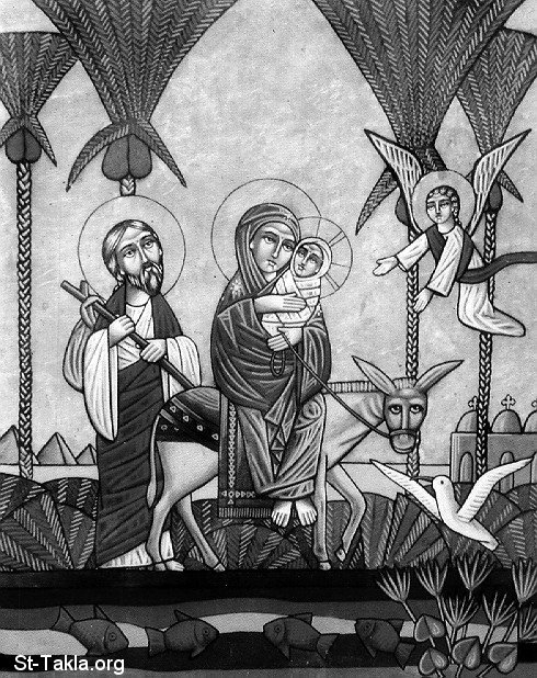 St-Takla.org Image: Modern Coptic icon of the Flight unto Egypt     :     :     