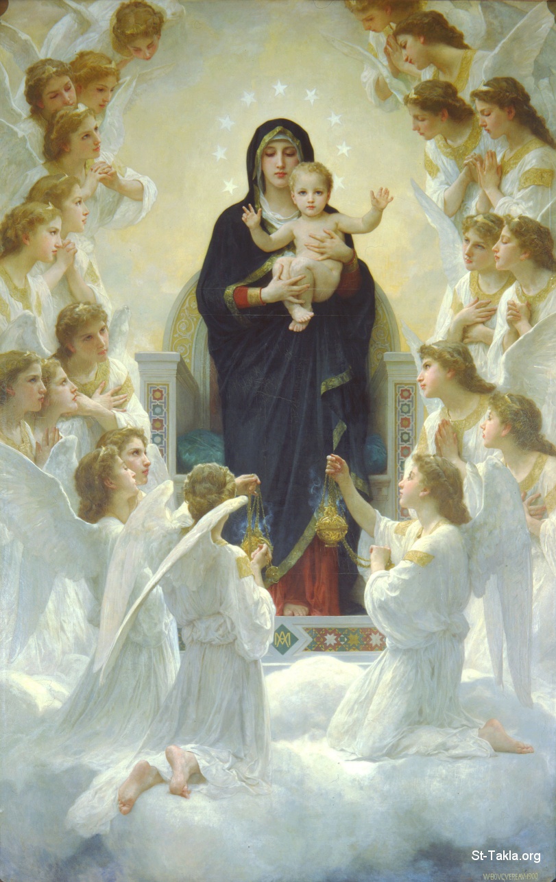 St-Takla.org Image: Painting: The Virgin and the Angels by William Bouguereau, 1900 صورة في موقع الأنبا تكلا: لوحة العذراء والملائكة، الفنان وليام بوجارو، 1900