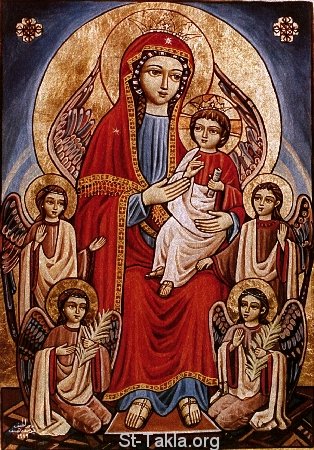 St-Takla.org Image: Coptic icon of Saint Mary mother of God صورة في موقع الأنبا تكلا: أيقونة قبطية تصور السيدة مريم العذراء أم المسيح