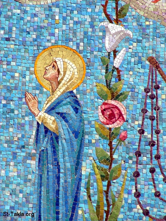 St-Takla.org Image: Saint Virgin Mary praying, mosaic art     :      
