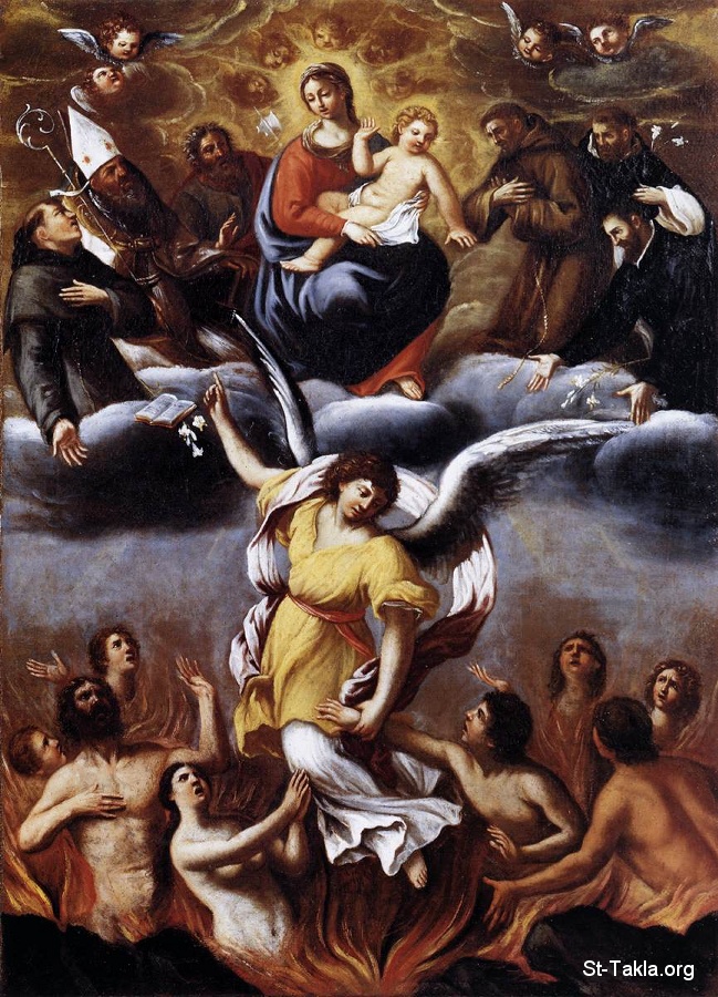 St-Takla.org Image: The Purgatory at the Catholic Church - purification or temporary punishment - begging the intercession of Saint Mary     :     -  -     -     
