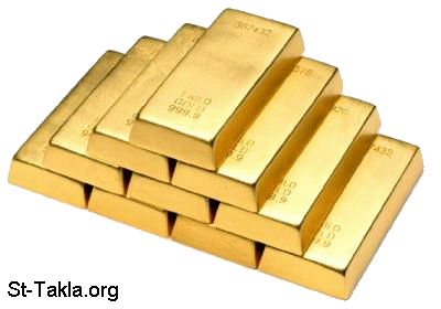 St-Takla.org Image: Gold bars صورة في موقع الأنبا تكلا: قضبان ذهب، سبائك ذهبية