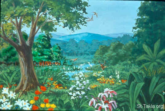 St-Takla.org Image: The Garden of Eden (Genesis 2:8) صورة في موقع الأنبا تكلا: جنة عدن (تكوين 2: 8)