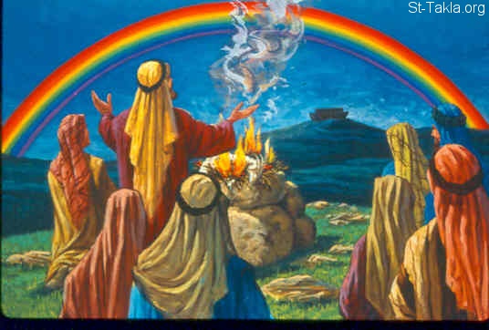 St-Takla.org Image: The rainbow: God's covenant (Genesis 9:8-17) صورة في موقع الأنبا تكلا: قوس قزح "وعد الله للإنسان" (تكوين 9: 8- 17)