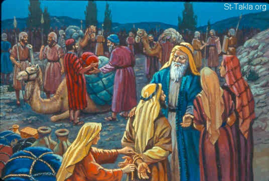 St-Takla.org Image: Abram saves Lot (Genesis 14:13-16) صورة في موقع الأنبا تكلا: أبرام ينقذ لوط (تكوين 14: 13- 16)
