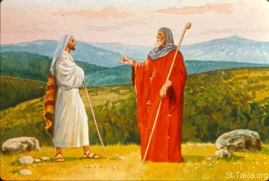 St-Takla.org Image: An agreement between Abimelech and Abraham (Genesis 21:22-34) صورة في موقع الأنبا تكلا: اتفاق أبيمالك وإبراهيم (تكوين 21: 22- 34)
