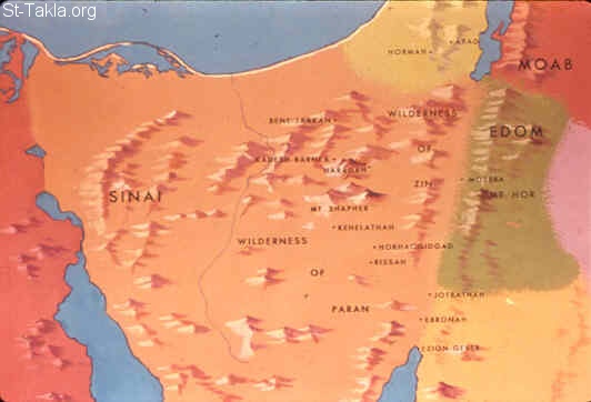 St-Takla.org Image: A map of the Wilderness of Shur (Exodus 15:32) صورة في موقع الأنبا تكلا: خريطة لبرية شور (خروج 15: 32)