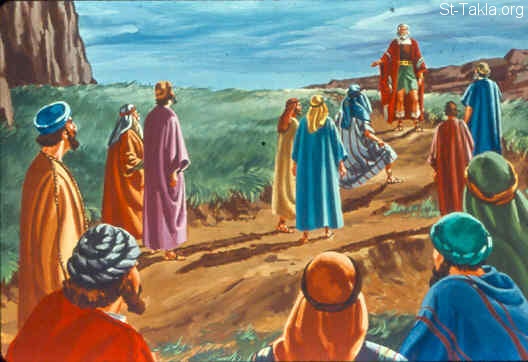 St-Takla.org Image: Joshua divides the land (Joshua 13:7-8) صورة في موقع الأنبا تكلا: يشوع يقسم الأرض (يشوع 13: 7-8)