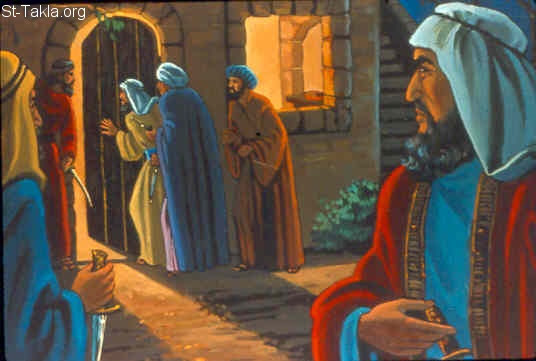 St-Takla.org Image: Abimelech comes to break into Shechem (Judges 9:34) صورة في موقع الأنبا تكلا: أبيمالك يحضر لاقتحام شكيم (القضاة 9: 34)