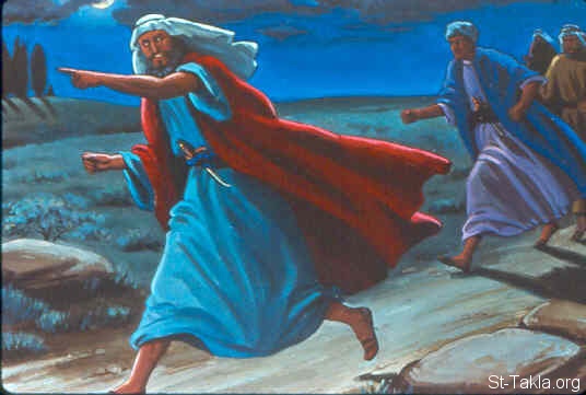 St-Takla.org Image: The victory of Abimelech over Shechem (Judges 9:39-40) صورة في موقع الأنبا تكلا: انتصار أبيمالك على شكيم (القضاة 9: 39-40)