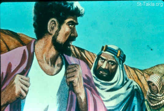 St-Takla.org Image: Then Saul's uncle said to him and his servant, "Where did you go?" So he said, "To look for the donkeys. When we saw that they were nowhere to be found, we went to Samuel." And Saul's uncle said, "Tell me, please, what Samuel said to you." (1 Samuel 10:14-16) صورة في موقع الأنبا تكلا: شاول يخبئ أمر المملكة (صموئيل الأول 10: 14-16)