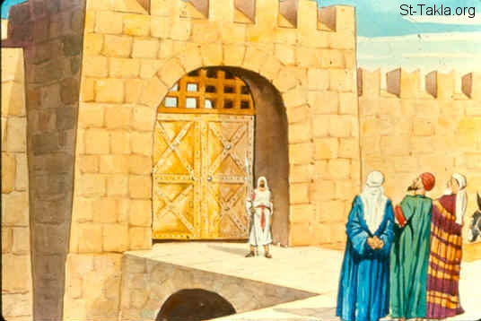 St-Takla.org Image: Finishing the wall of Jerusalem by the power of the Lord (Nehemiah 6:15-19) صورة في موقع الأنبا تكلا: بناء السور يكمل تمامًا بقوة الرب (نحميا 6: 15-19)