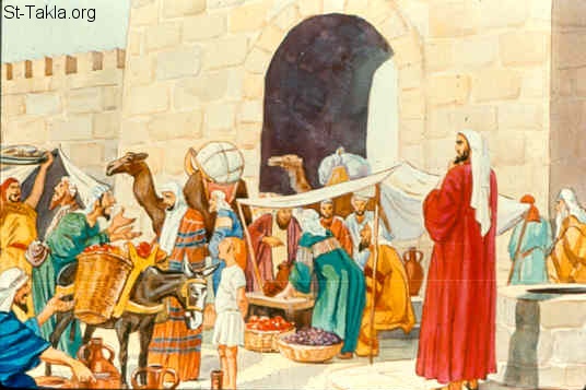 St-Takla.org Image: Nehemiah sees some merchants and sellers selling in the Sabbath (Nehemiah 13:15-18) صورة في موقع الأنبا تكلا: نحميا يشاهد بعض الناس يبيعون في السبت (نحميا 13: 15-18)