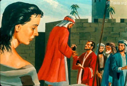 St-Takla.org Image: Hosea buys a woman (Hosea 3:1-3) صورة في موقع الأنبا تكلا: هوشع يشترى امرأة (هوشع 3: 1-3)