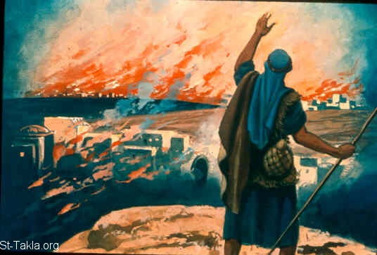 St-Takla.org Image: Amos sees the conflict by fire (Amos 7:4-6) صورة في موقع الأنبا تكلا: عاموس يرى المحاكمة بالنار (عاموس 7: 4-6)