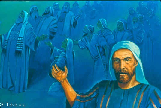 St-Takla.org Image: Micah warns from the prophets who make people stray: false prophets (Micah 3:5-7) صورة في موقع الأنبا تكلا: ميخا يحذر من الأنبياء الكذبة (ميخا 3: 5-7)