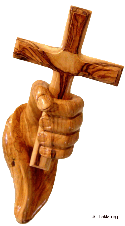 St-Takla.org Image: Wooden hand Cross, winning in Jesus صورة في موقع الأنبا تكلا: صليب يد خشبي، الانتصار في المسيح