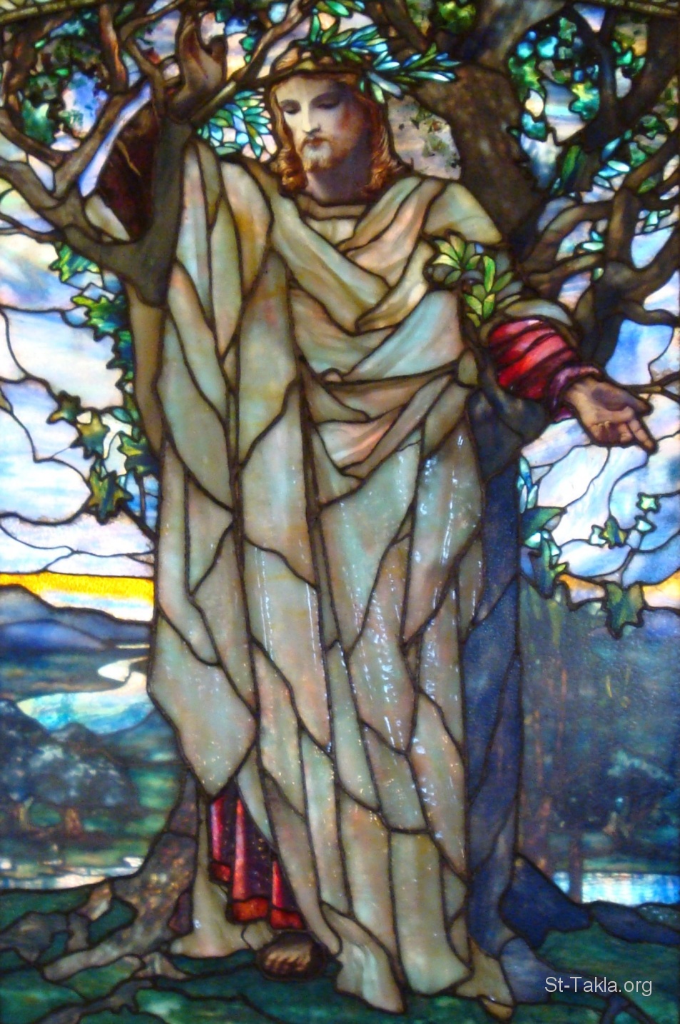 St-Takla.org Image: Detail of stained glass window created by Louis Comfort Tiffany in Arlington Street 