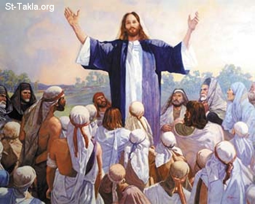 St-Takla.org Image: Jesus Preaching the Sermon on the Mountain صورة في موقع الأنبا تكلا: السيد يسوع المسيح في العظة على الجبل