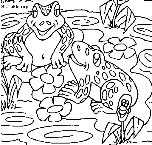 Cartoon Froggy Learns To Swim Coloring Pages with simple drawing