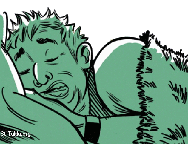 St-Takla.org Image: Sleeping man cartoon صورة في موقع الأنبا تكلا: كارتون رجل نائم