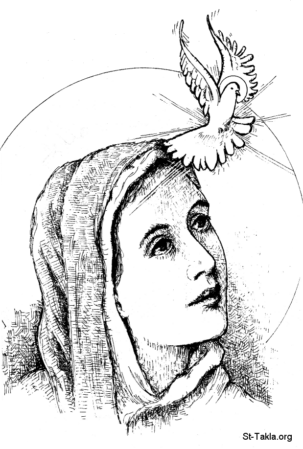 St-Takla.org Image: Our Mother Virgin Mary, and the Holy Spirit صورة في موقع الأنبا تكلا: العذراء مريم أمنا، ورمز الروح القدس