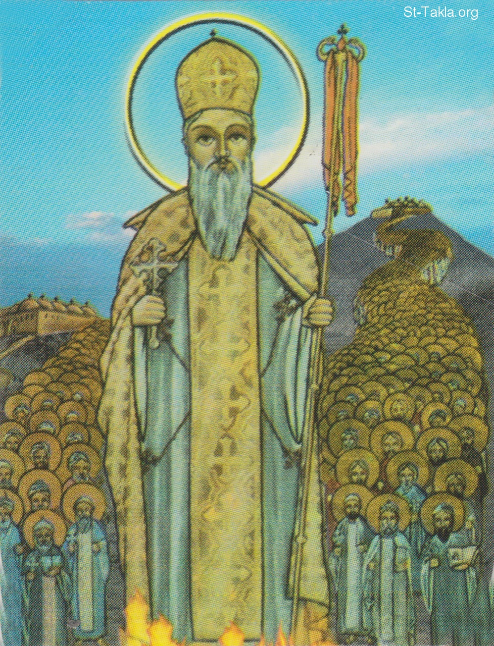 St-Takla.org Image: Saint Amonious the Martyr - modern Coptic art     :      -   