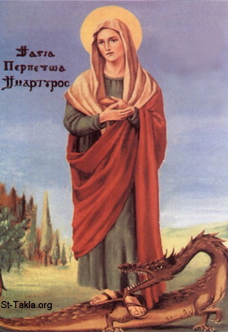 St-Takla.org Image: Saint Berbetwa, St. Perpetwa the Martyr صورة في موقع الأنبا تكلا: الشهيدة بيربيتوا، بربتوا، بيربيتوة، بربتوة القديسة