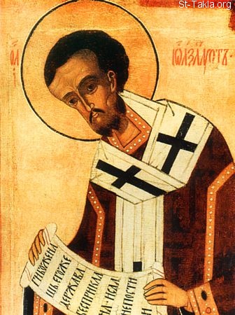 St-Takla.org Image: Saint John Chrysostom, Patriarch of Constantinople صورة في موقع الأنبا تكلا: القديس يوحنا الذهبي الفم، بطريرك القسطنطينية