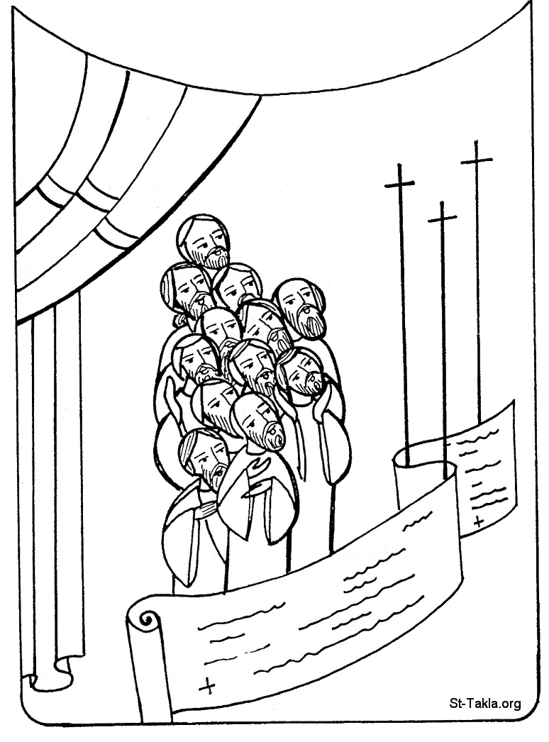 St-Takla.org         Image: The Apostles, the Twelve Disciples, Coptic art صورة: الآباء الرسل - التلاميذ الإثنى عشر، من الفن القبطي