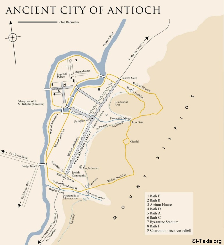 St-Takla.org Image: Ancient Antioch Map صورة في موقع الأنبا تكلا: خريطة أنطاكيا الأثرية