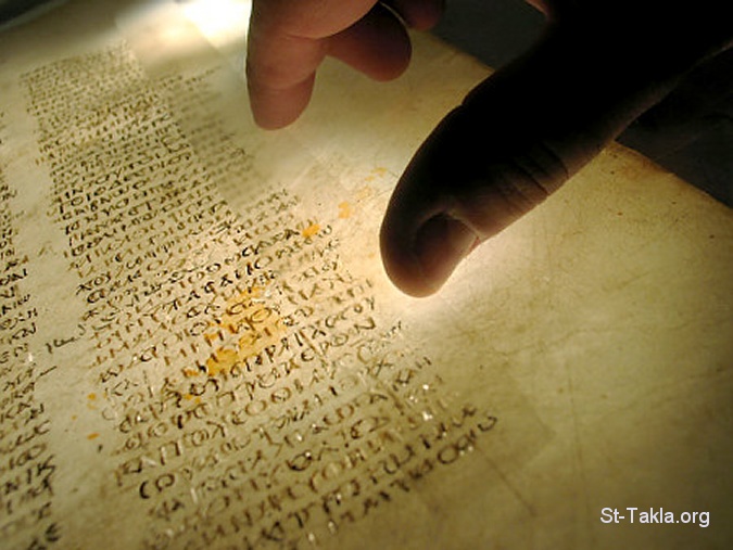 St-Takla.org Image: Codex Sinaiticus, the ancient Bible manuscript from Egypt صورة في موقع الأنبا تكلا: كوديكس ساينايتيكوس، أقدم مخطوط للكتاب المقدس من مصر