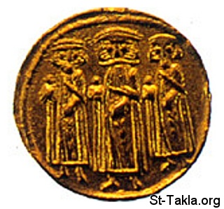 St-Takla.org Image: An old Islamic coin, Dinar صورة في موقع الأنبا تكلا: عملة من العصر الإسلامي، دينار