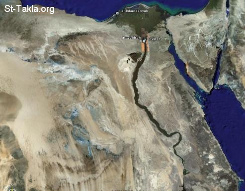 St-Takla.org Image: The River Nile of Egypt from NASA Satellite صورة في موقع الأنبا تكلا: نهر النيل في مصر من ساتيلايت وكالة ناسا
