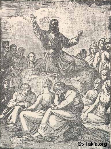 St-Takla.org Image: Jesus in the Sermon on the Mount, by Eugene J. Carter, 1861 صورة في موقع الأنبا تكلا: المسيح في العظة على الجبل، رسم يوجين جي. كارتر، 1861