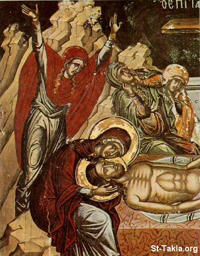 St-Takla.org Image: Burying Jeses صورة في موقع الأنبا تكلا: دفن يسوع