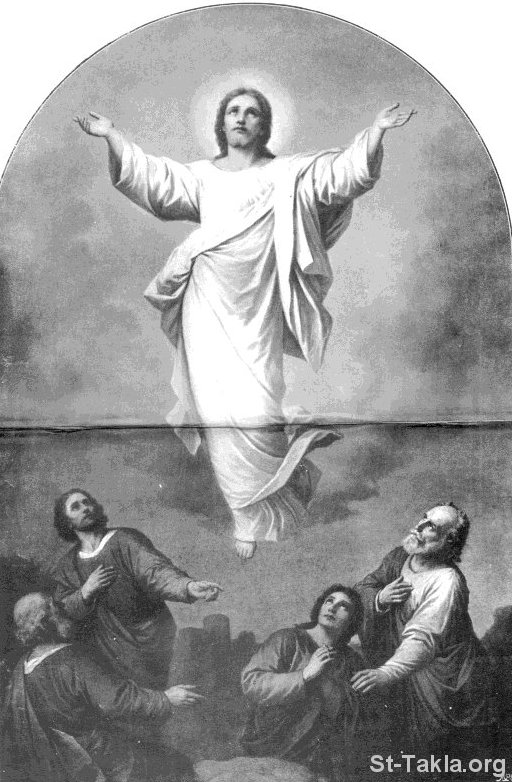 St-Takla.org Image: The Ascension of Jesus Christ in front of the disciples صورة في موقع الأنبا تكلا: صعود السيد المسيح أمام التلاميذ