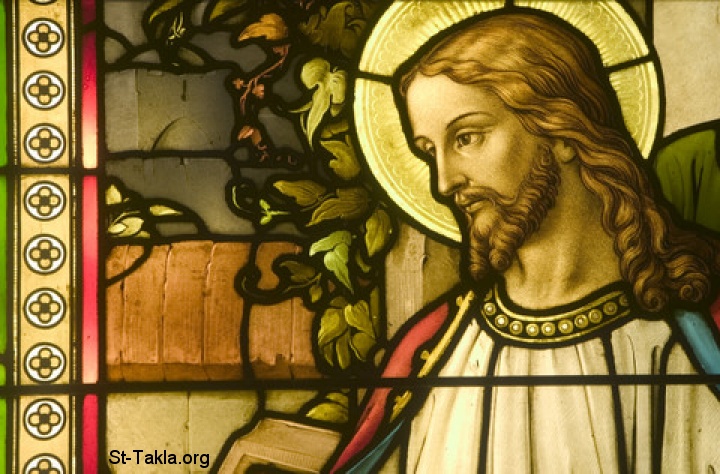 St-Takla.org Image: Jesus Face, Stained Glass صورة في موقع الأنبا تكلا: وجه يسوع، زجاج معشق