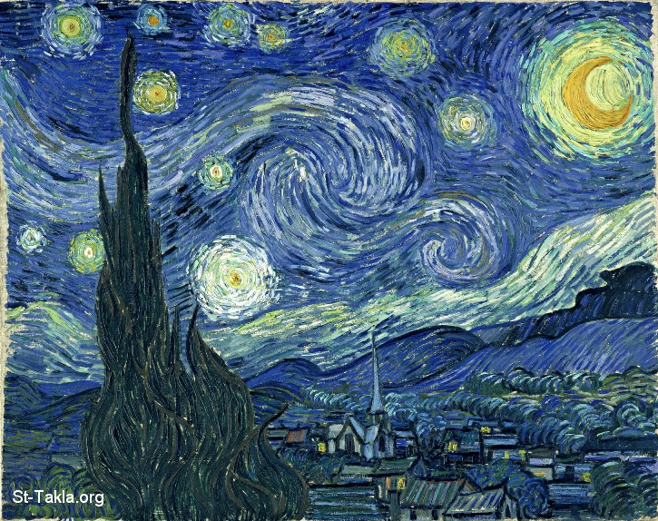 St-Takla.org Image: Painting The Starry Night, by Vincent van Gogh, 1853–1890 صورة في موقع الأنبا تكلا: الليلة المزدانة بالنجوم، الفنان فينصنت فان جو، 1853-1890
