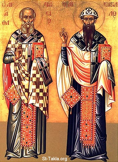 St-Takla.org         Image: Asanasios and Kirellos, Popes of Alexandria صورة: أثناسيوس وكيرلس، باباوات الإسكندرية