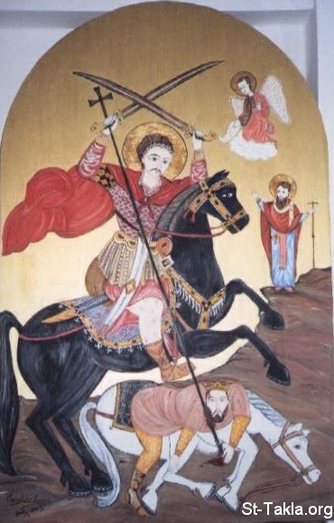 St-Takla.org Image: Saint Philopatir Markorios Abou Sefen (with two swords)     :       