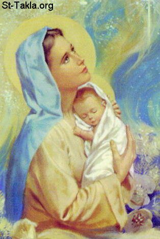St-Takla.org Image: Picture of St. Mary Mother of God and baby Jesus     :      