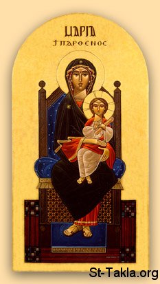 St-Takla.org Image: Coptic icon of St. Mary صورة في موقع الأنبا تكلا: أيقونة أثرية للسيده العذراء مريم
