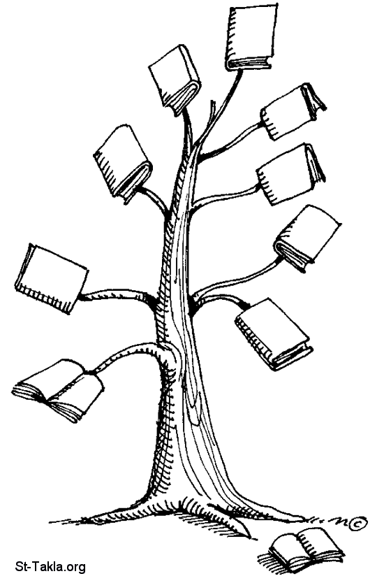 St-Takla.org Image: Books tree, knowledge, opinions صورة في موقع الأنبا تكلا: شجرة كتب، معرفة، آراء
